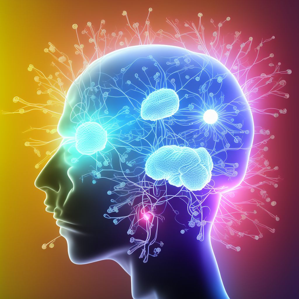 Infection and inflammatory reaction due to implanted electronic neurostimulator of brain, electrode (lead), sequela digital illustration