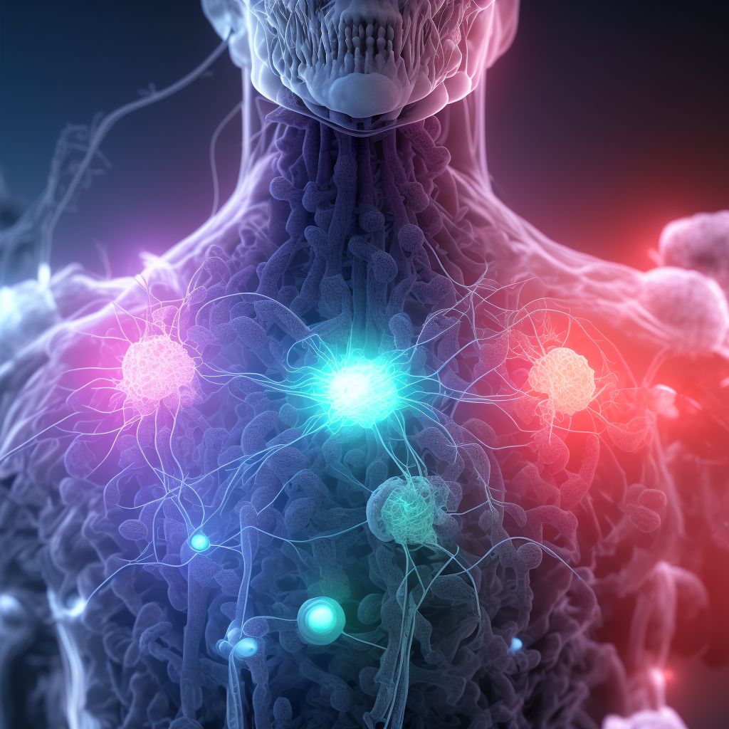 Infection and inflammatory reaction due to implanted electronic neurostimulator of spinal cord, electrode (lead), initial encounter digital illustration