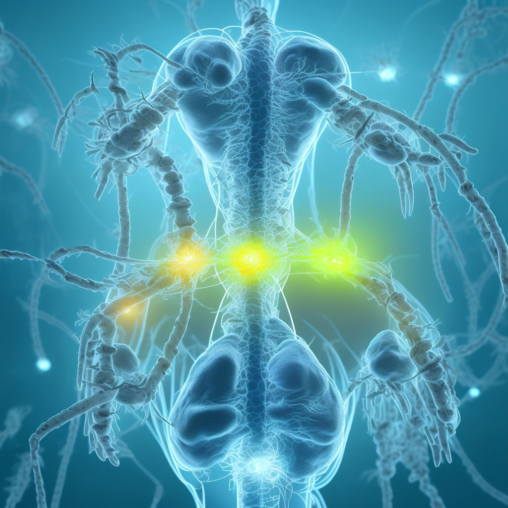 Infection and inflammatory reaction due to implanted electronic neurostimulator of spinal cord, electrode (lead), subsequent encounter digital illustration