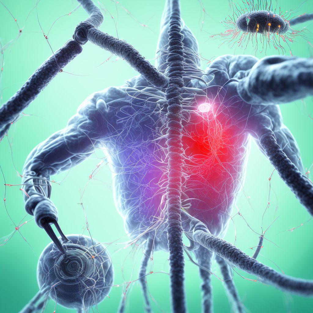 Infection and inflammatory reaction due to implanted electronic neurostimulator of spinal cord, electrode (lead), sequela digital illustration