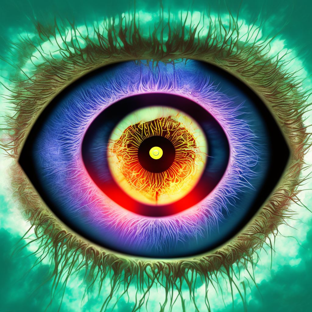 Corneal transplant rejection, left eye digital illustration