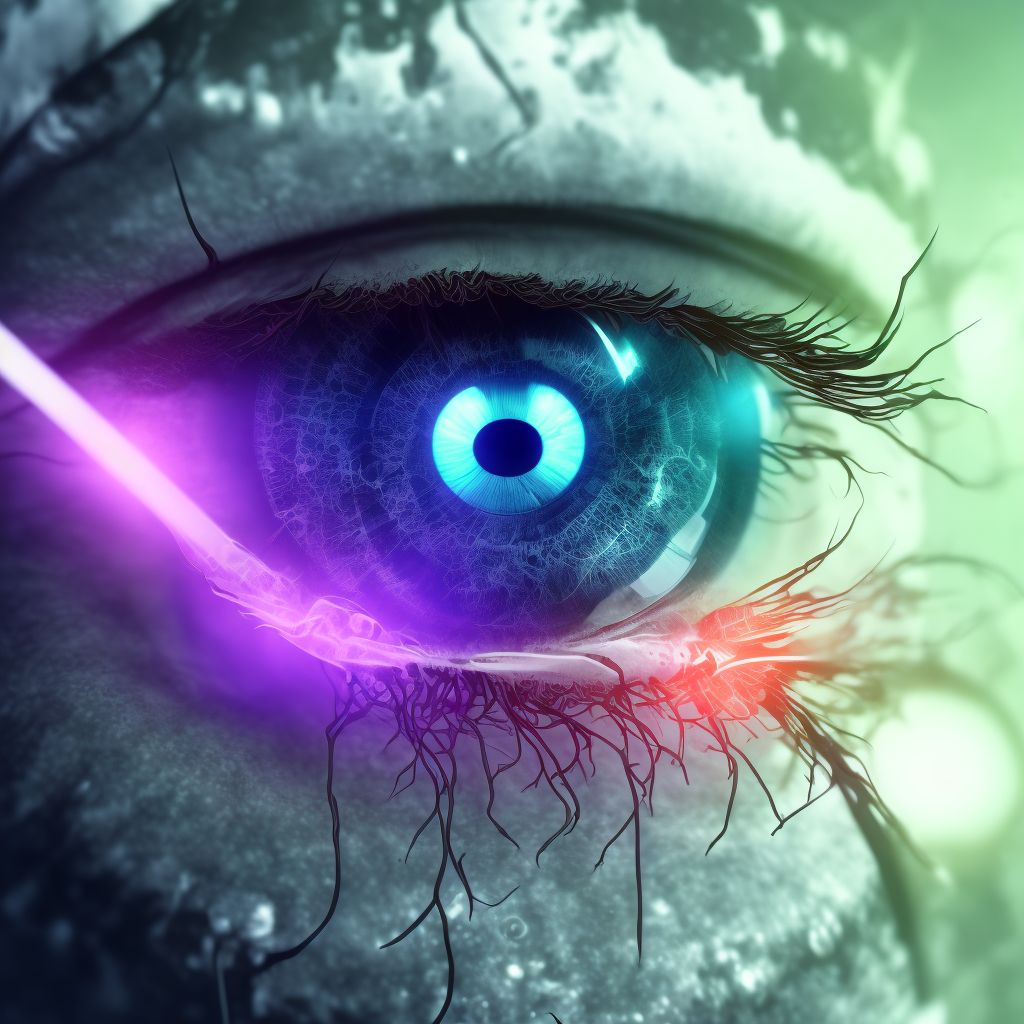 Corneal transplant infection, left eye digital illustration