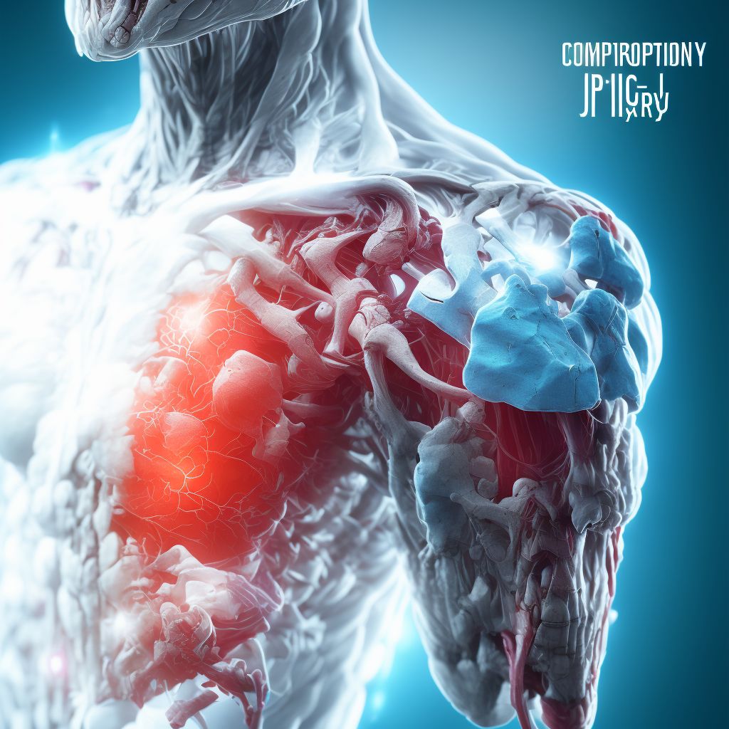 Complications of reattached (part of) right upper extremity digital illustration