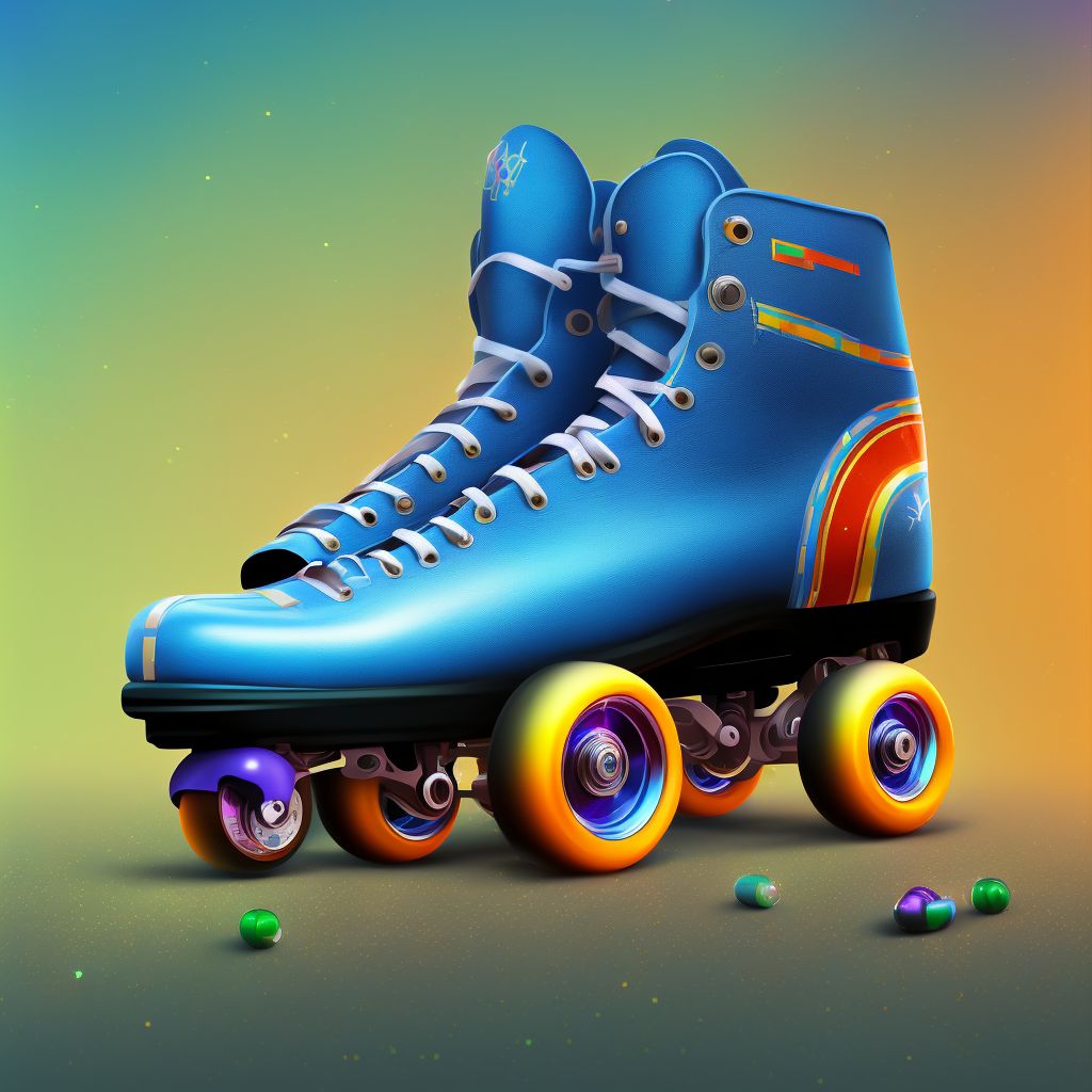 Fall from non-in-line roller-skates, sequela digital illustration