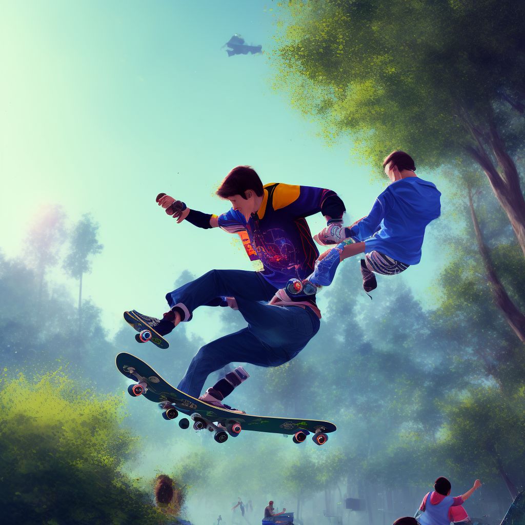 Other skateboard accident, initial encounter digital illustration