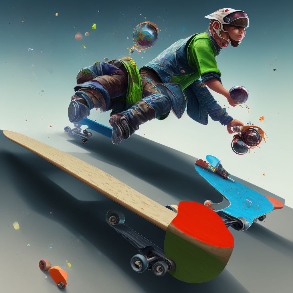 Other skateboard accident, sequela digital illustration