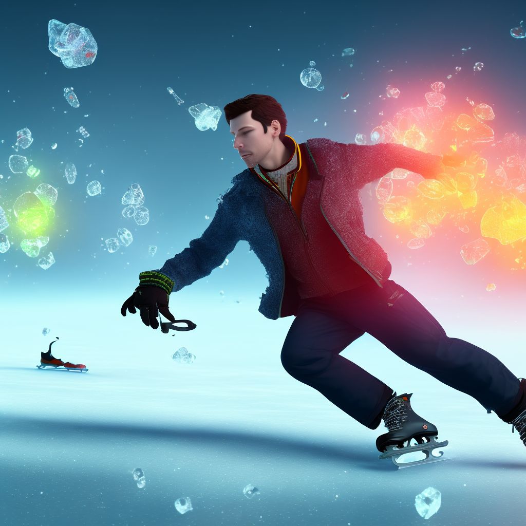 Fall from ice-skates, subsequent encounter digital illustration