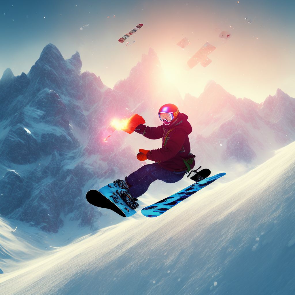 Other snowboard accident, subsequent encounter digital illustration