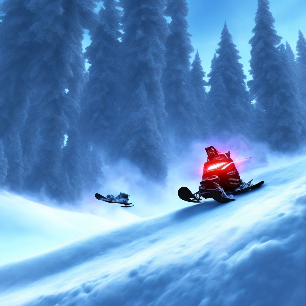 Other snow-ski accident, subsequent encounter digital illustration