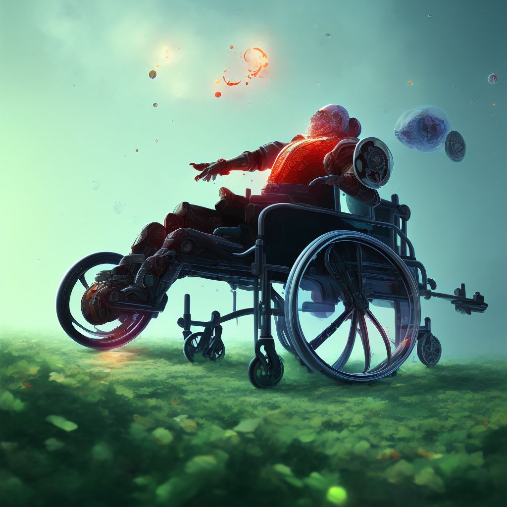 Fall from moving wheelchair (powered), sequela digital illustration