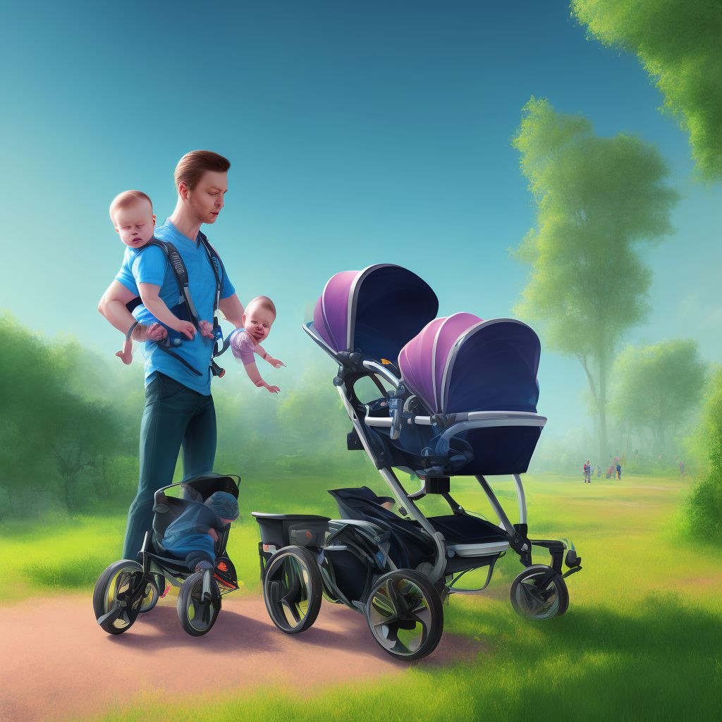 Other accident with baby stroller, initial encounter digital illustration