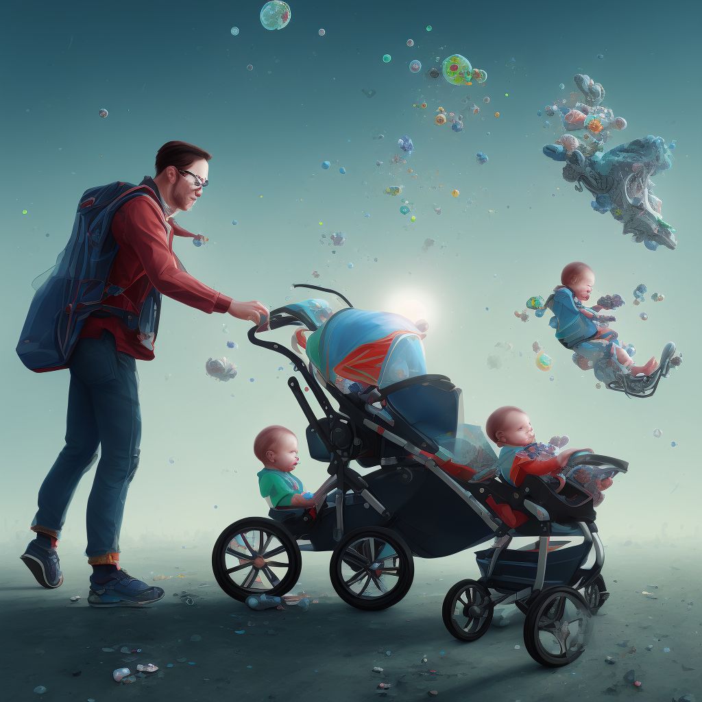 Other accident with baby stroller, subsequent encounter digital illustration