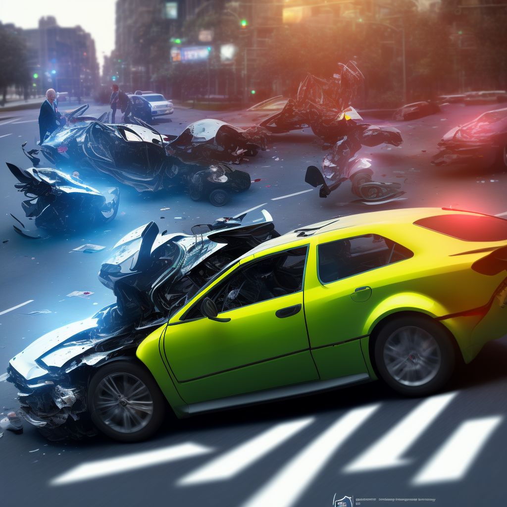 Pedestrian with other conveyance injured in collision with two- or three-wheeled motor vehicle in nontraffic accident, subsequent encounter digital illustration