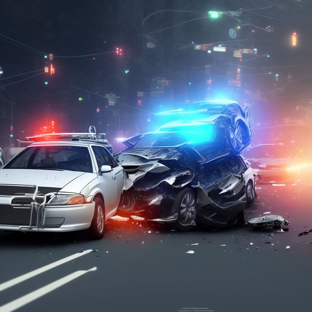 Pedestrian with other conveyance injured in collision with two- or three-wheeled motor vehicle, unspecified whether traffic or nontraffic accident, sequela digital illustration