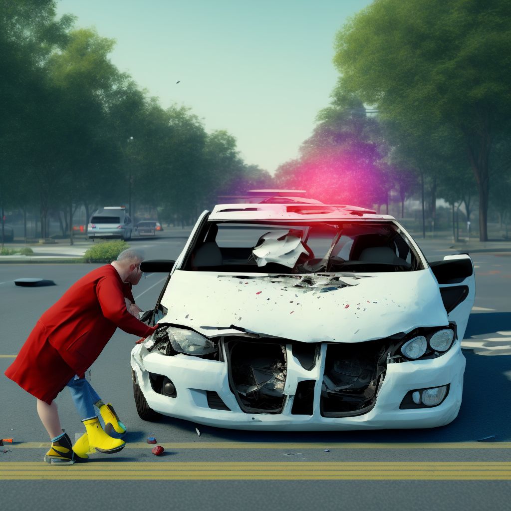 Pedestrian on foot injured in collision with car, pick-up truck or van in nontraffic accident, sequela digital illustration