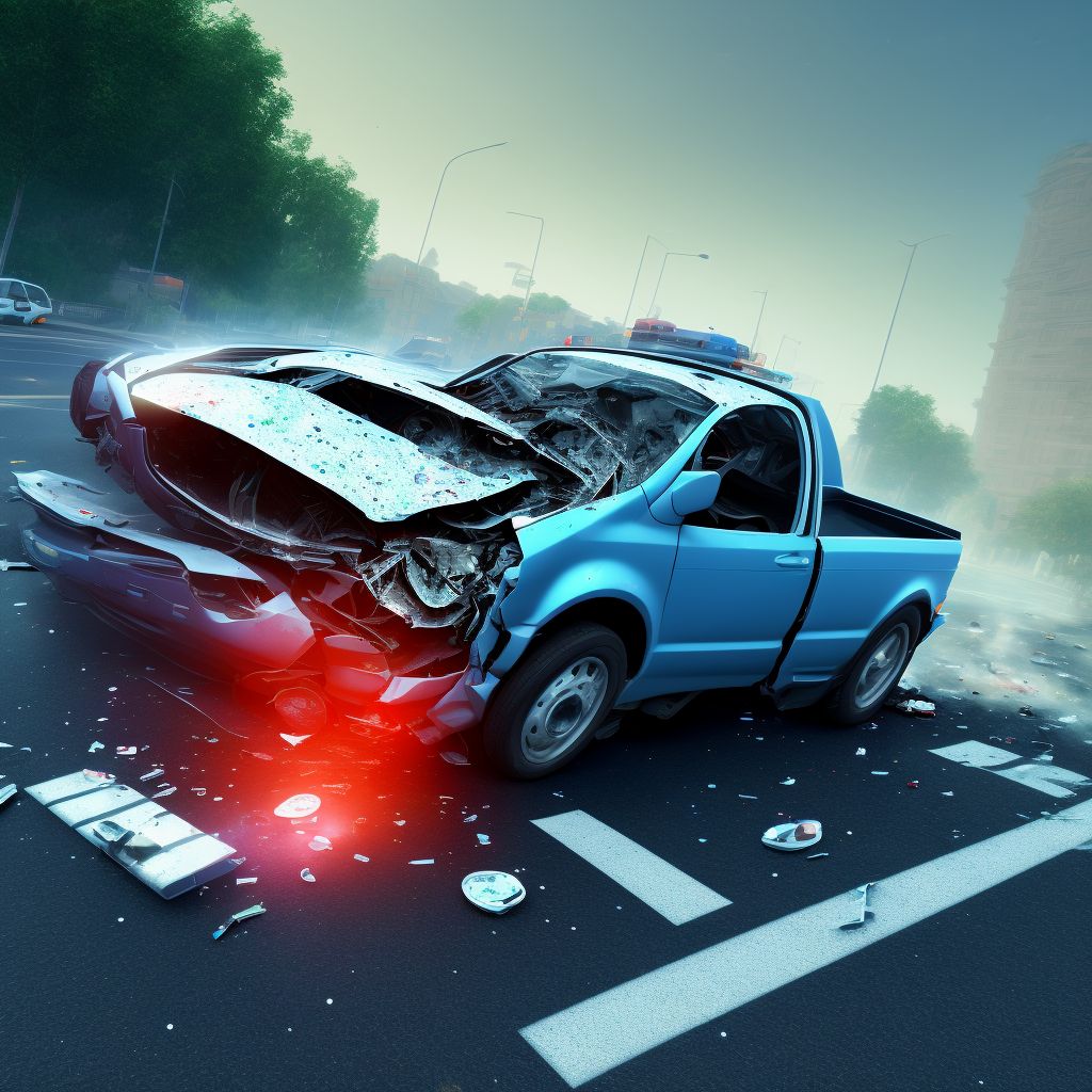 Pedestrian with other conveyance injured in collision with car, pick-up truck or van in nontraffic accident, subsequent encounter digital illustration