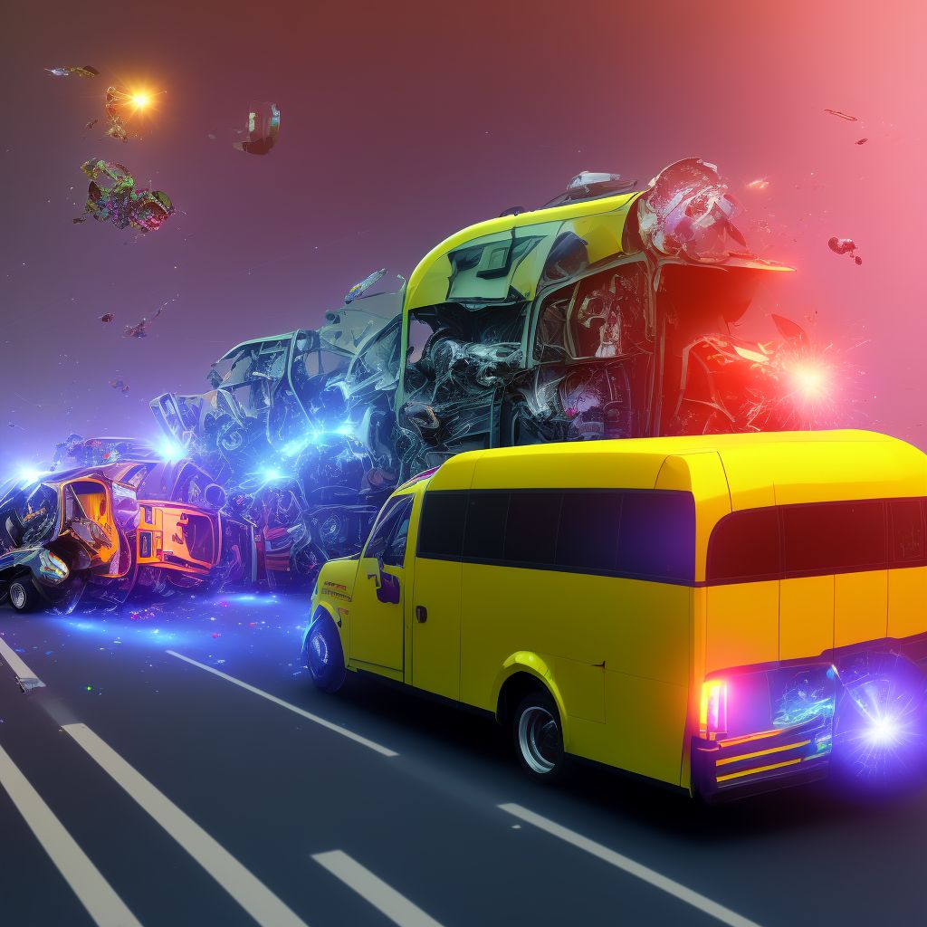 Pedestrian on roller-skates injured in collision with heavy transport vehicle or bus in traffic accident, initial encounter digital illustration