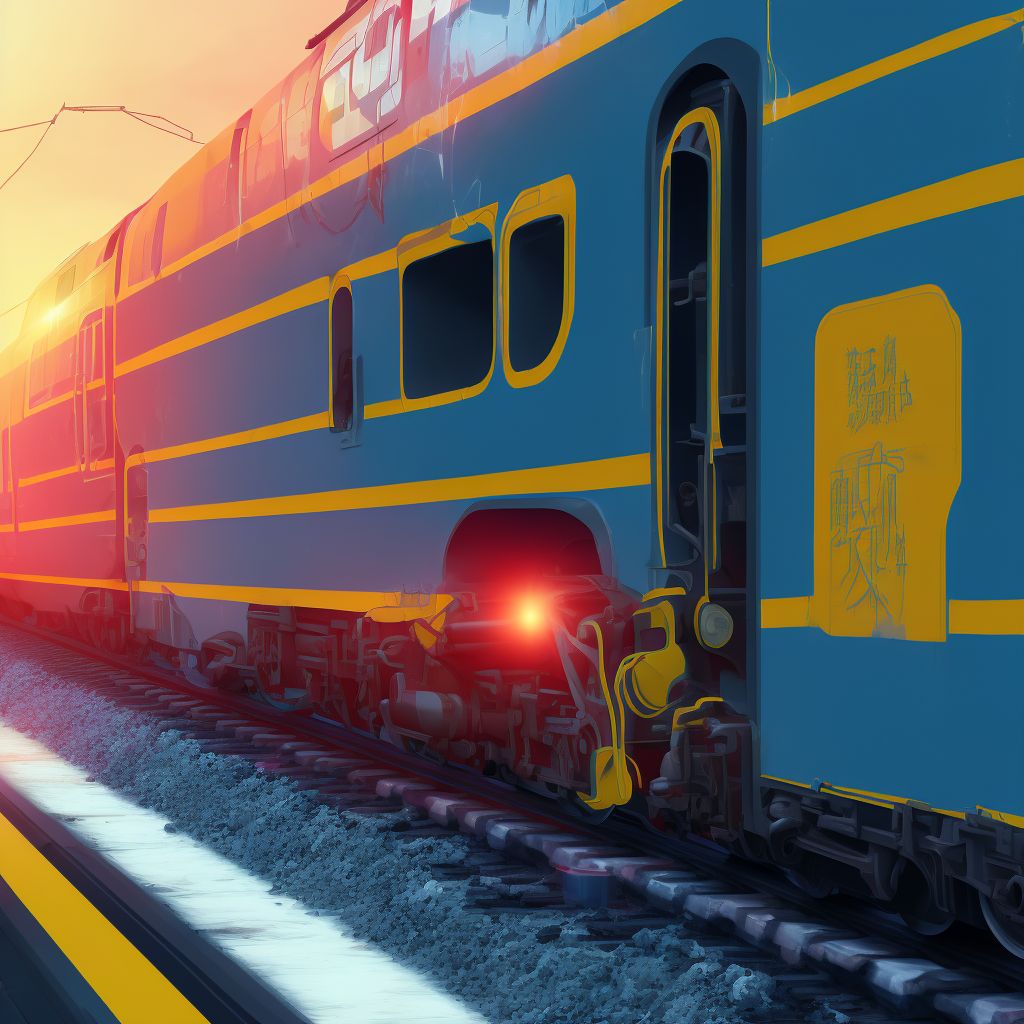 Pedestrian on roller-skates injured in collision with railway train or railway vehicle, unspecified whether traffic or nontraffic accident, subsequent encounter digital illustration