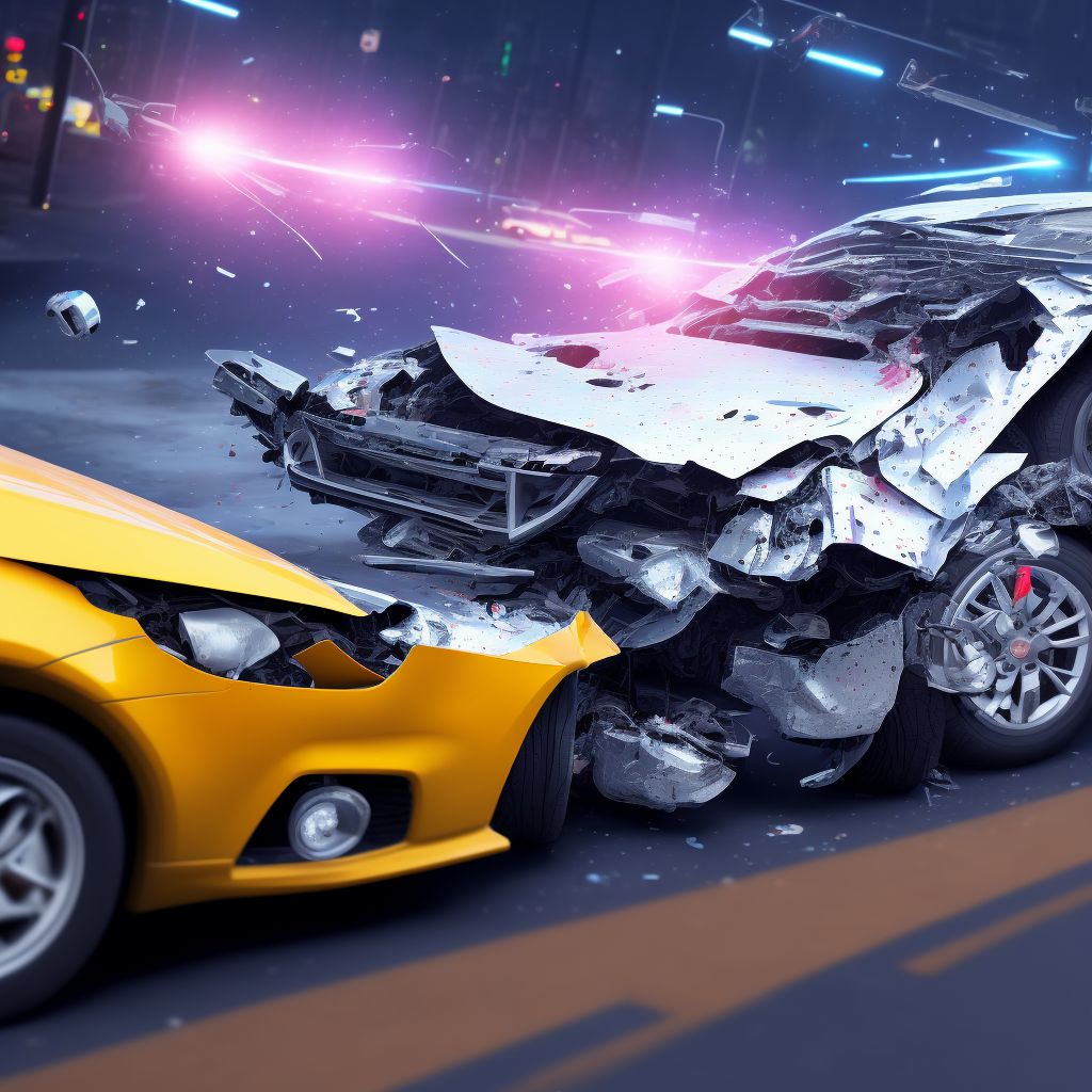 Pedestrian with other conveyance injured in collision with other nonmotor vehicle in nontraffic accident, sequela digital illustration