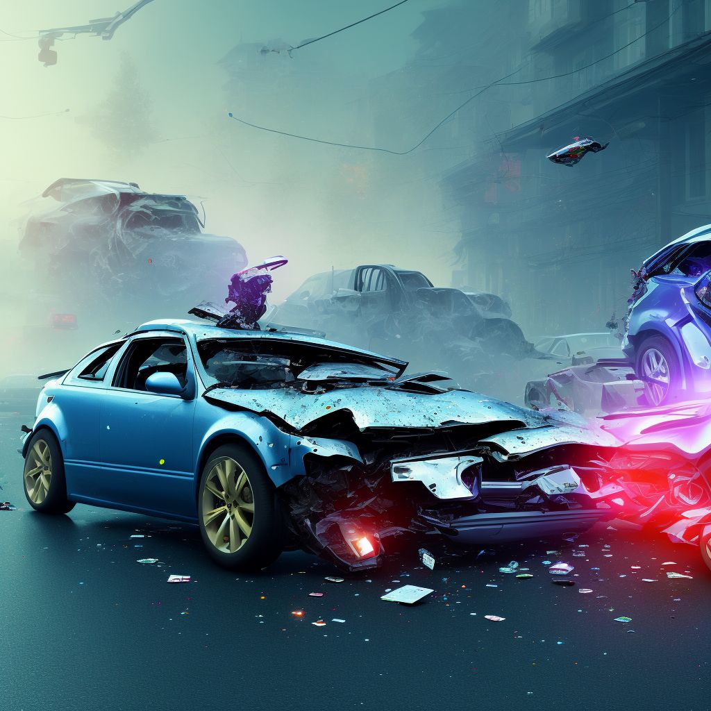 Pedestrian with other conveyance injured in collision with other nonmotor vehicle in traffic accident, subsequent encounter digital illustration