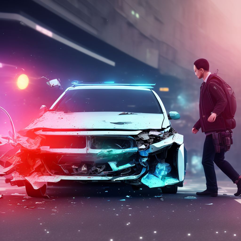 Pedestrian on foot injured in collision with other nonmotor vehicle, unspecified whether traffic or nontraffic accident, subsequent encounter digital illustration