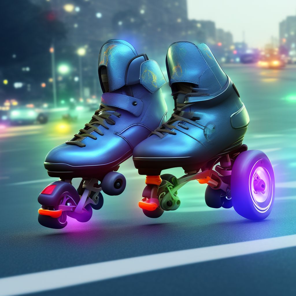 Pedestrian on roller-skates injured in collision with other nonmotor vehicle, unspecified whether traffic or nontraffic accident, initial encounter digital illustration