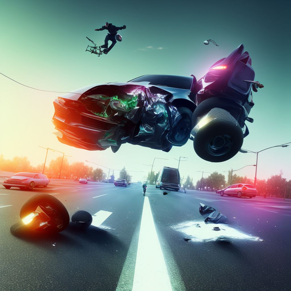 Pedestrian on skateboard injured in collision with other nonmotor vehicle, unspecified whether traffic or nontraffic accident, initial encounter digital illustration