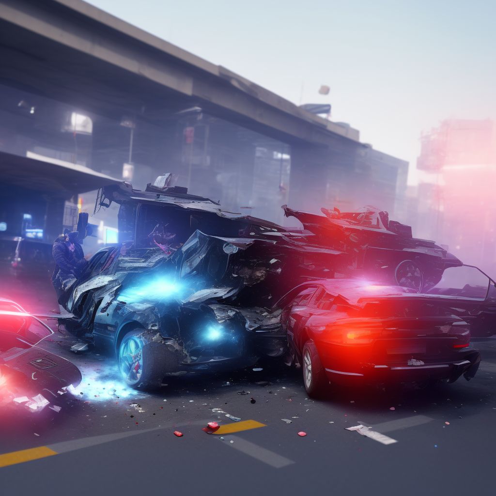 Pedestrian injured in nontraffic accident involving unspecified motor vehicles, initial encounter digital illustration