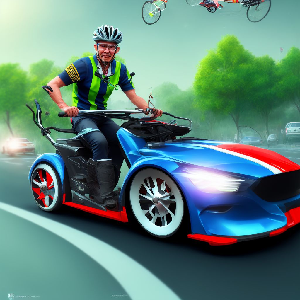 Pedal cycle driver injured in collision with pedestrian or animal in nontraffic accident, initial encounter digital illustration