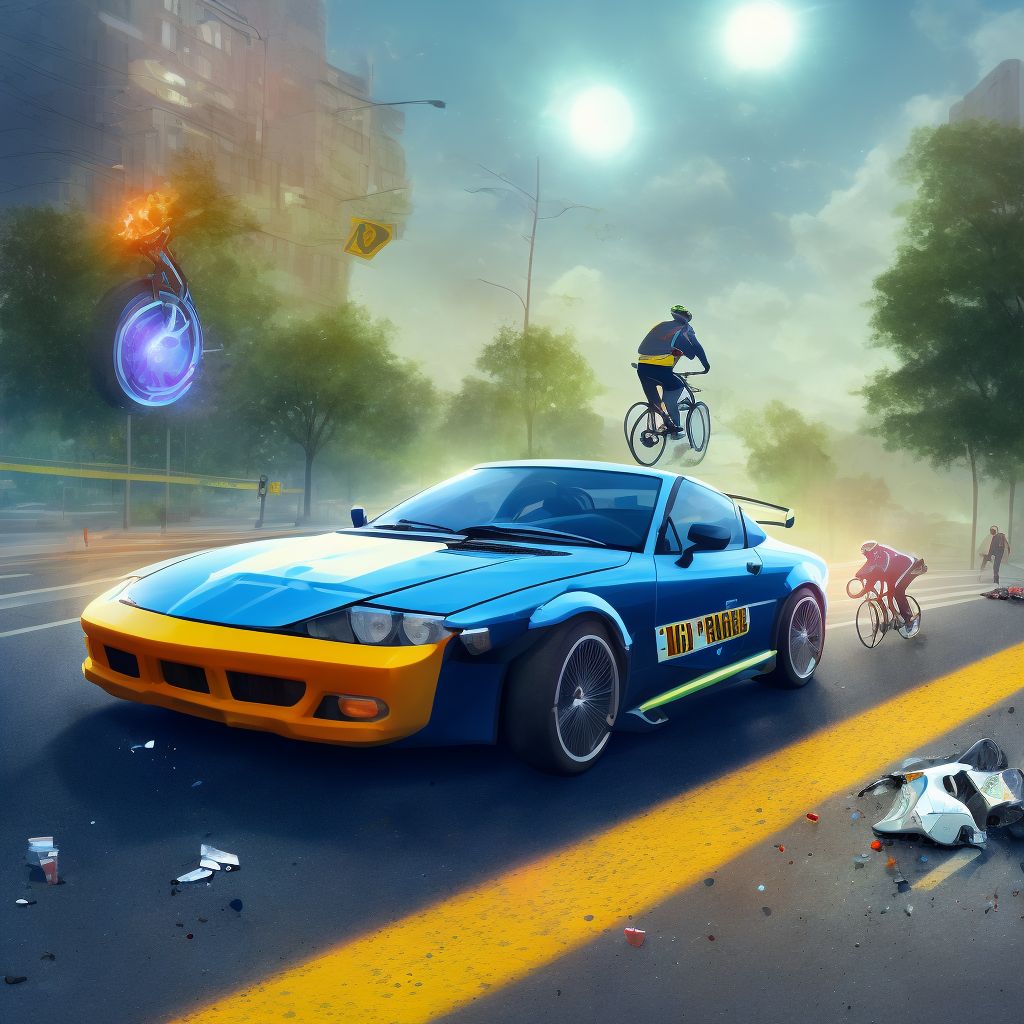 Pedal cycle driver injured in collision with pedestrian or animal in nontraffic accident, subsequent encounter digital illustration