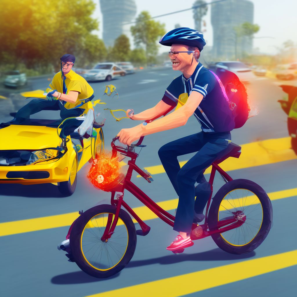 Pedal cycle driver injured in collision with pedestrian or animal in traffic accident, sequela digital illustration