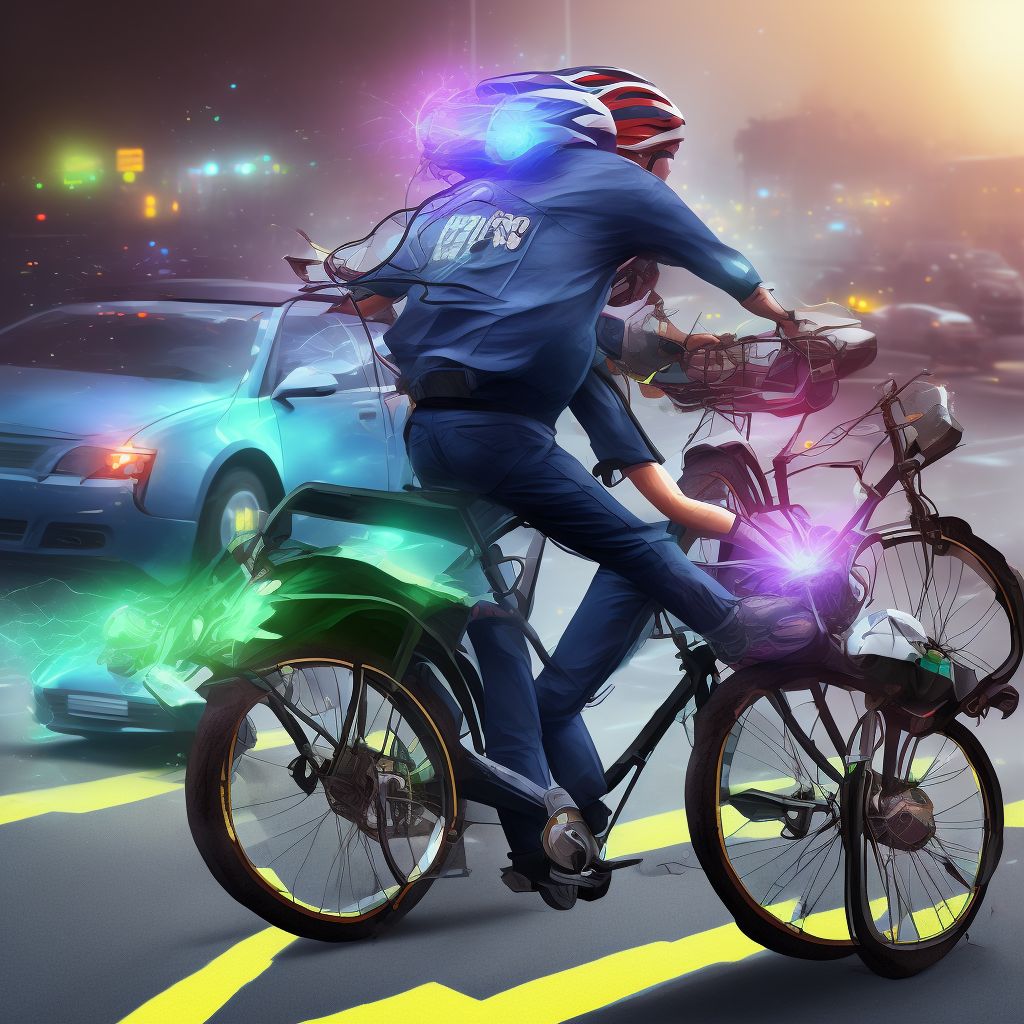 Pedal cycle passenger injured in collision with pedestrian or animal in traffic accident, sequela digital illustration