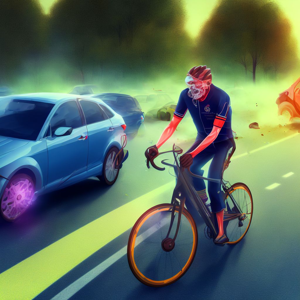 Unspecified pedal cyclist injured in collision with pedestrian or animal in traffic accident, subsequent encounter digital illustration