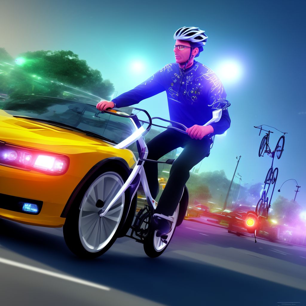 Pedal cycle passenger injured in collision with other pedal cycle in nontraffic accident, sequela digital illustration