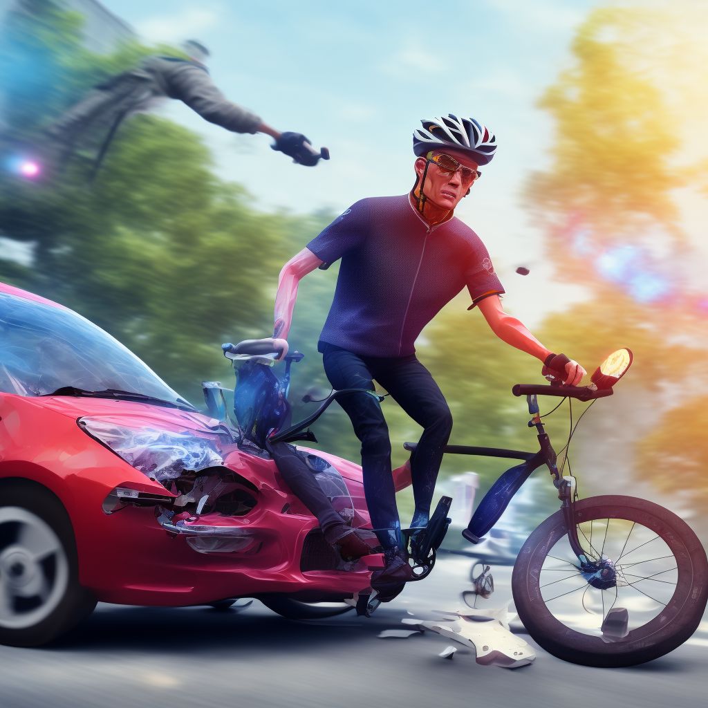 Unspecified pedal cyclist injured in collision with other pedal cycle in traffic accident, initial encounter digital illustration