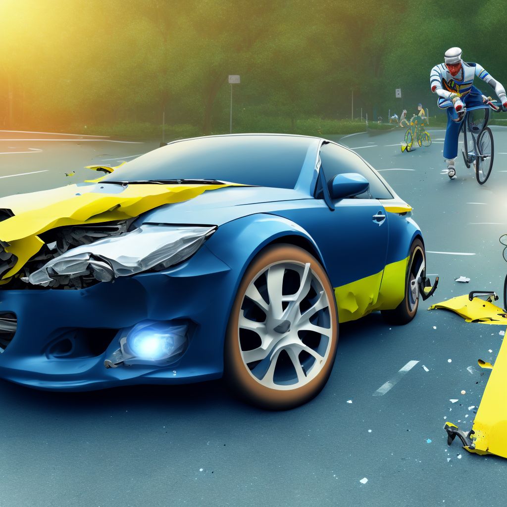 Unspecified pedal cyclist injured in collision with two- or three-wheeled motor vehicle in nontraffic accident, subsequent encounter digital illustration