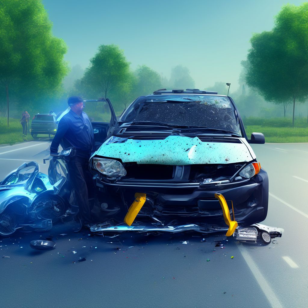 Pedal cycle passenger injured in collision with car, pick-up truck or van in nontraffic accident, initial encounter digital illustration