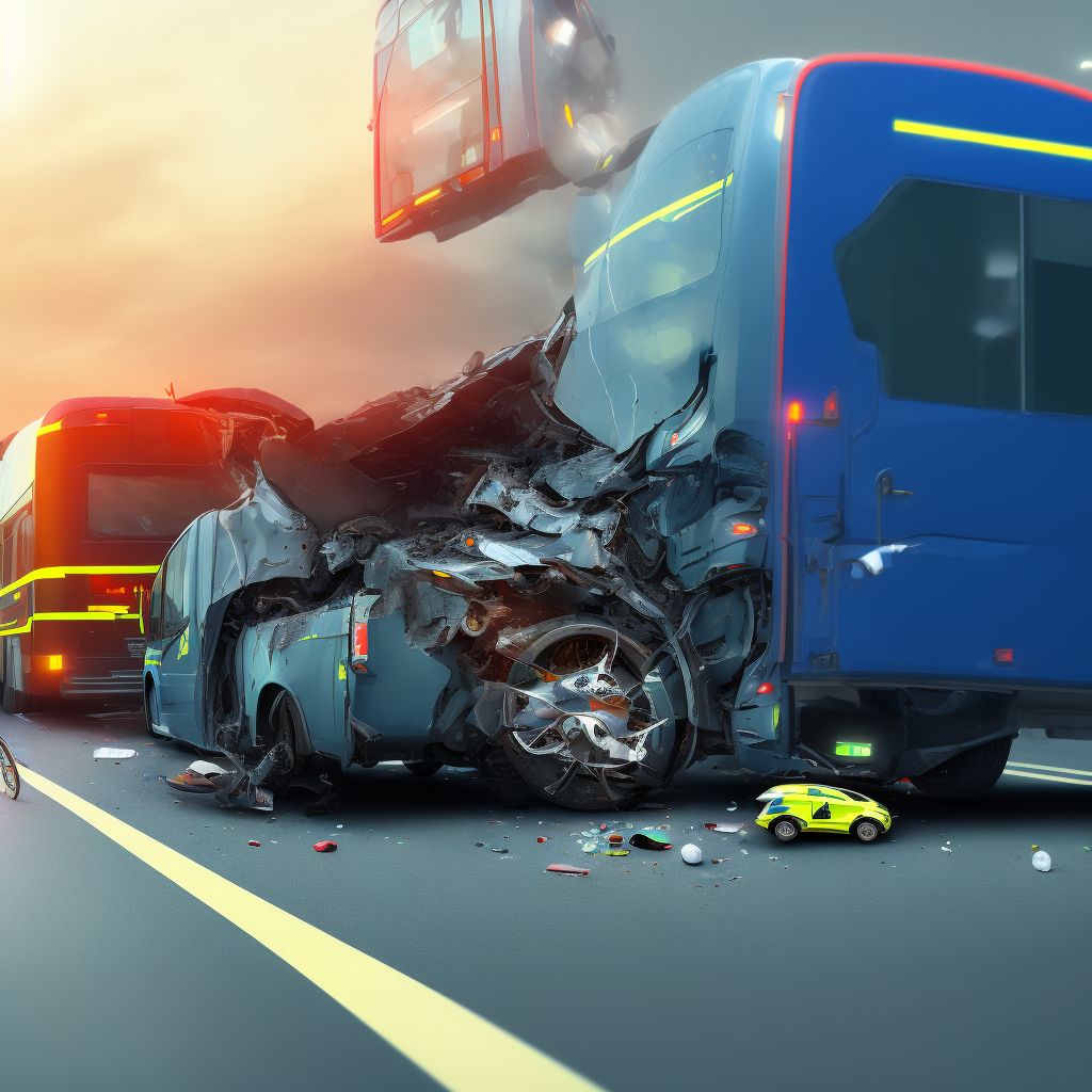 Unspecified pedal cyclist injured in collision with heavy transport vehicle or bus in traffic accident, initial encounter digital illustration