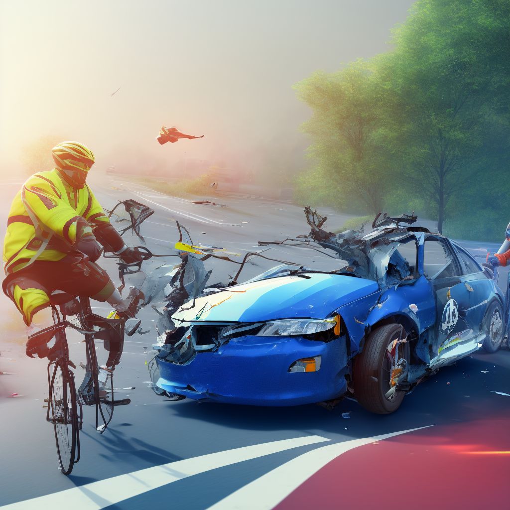 Pedal cycle driver injured in collision with other nonmotor vehicle in nontraffic accident, sequela digital illustration