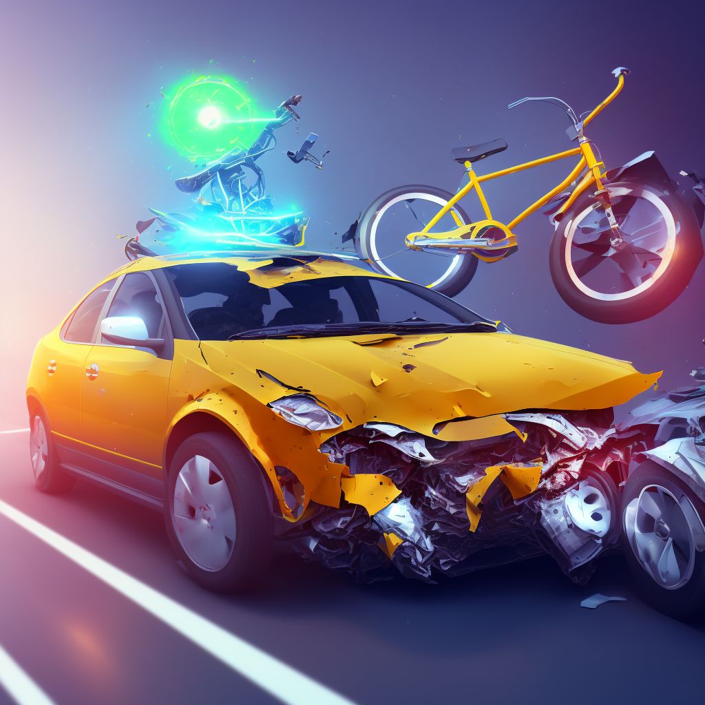 Pedal cycle passenger injured in collision with other nonmotor vehicle in nontraffic accident, sequela digital illustration