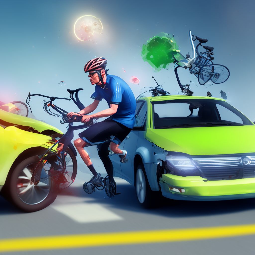 Unspecified pedal cyclist injured in collision with other nonmotor vehicle in traffic accident, initial encounter digital illustration