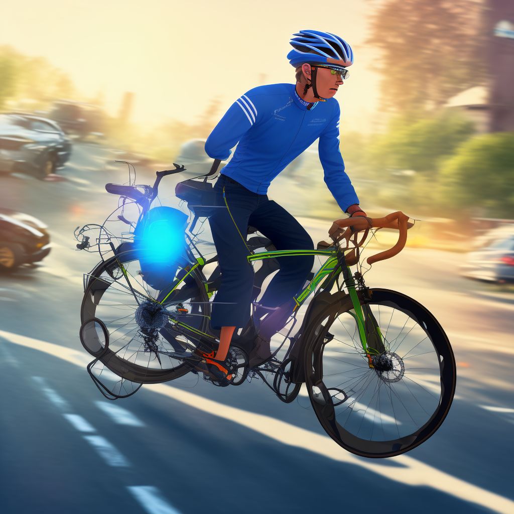 Unspecified pedal cyclist injured in collision with other nonmotor vehicle in traffic accident, sequela digital illustration