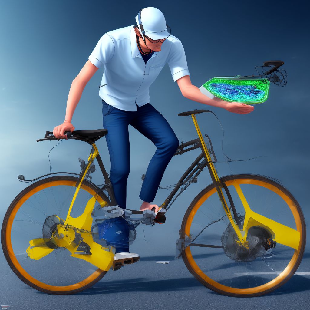 Pedal cycle driver injured in collision with fixed or stationary object in nontraffic accident, initial encounter digital illustration