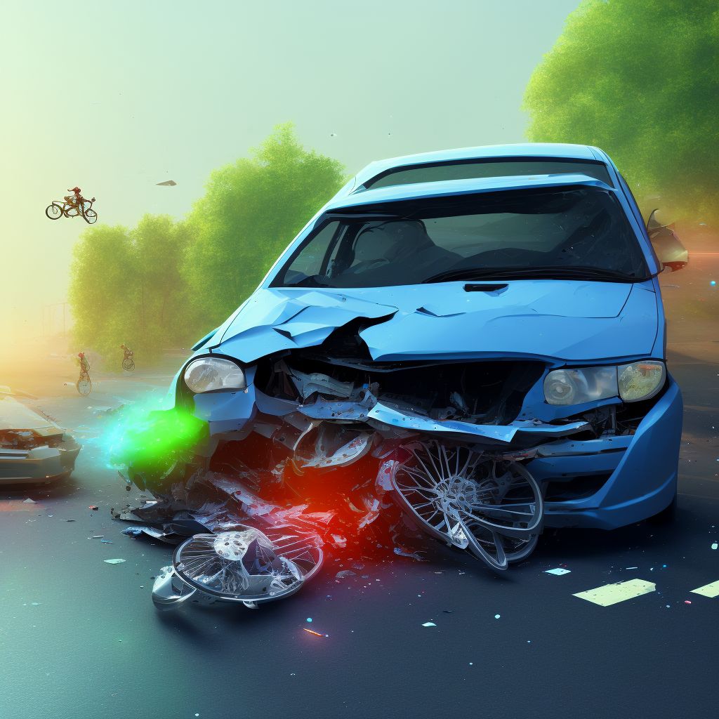 Pedal cycle passenger injured in collision with fixed or stationary object in nontraffic accident, initial encounter digital illustration