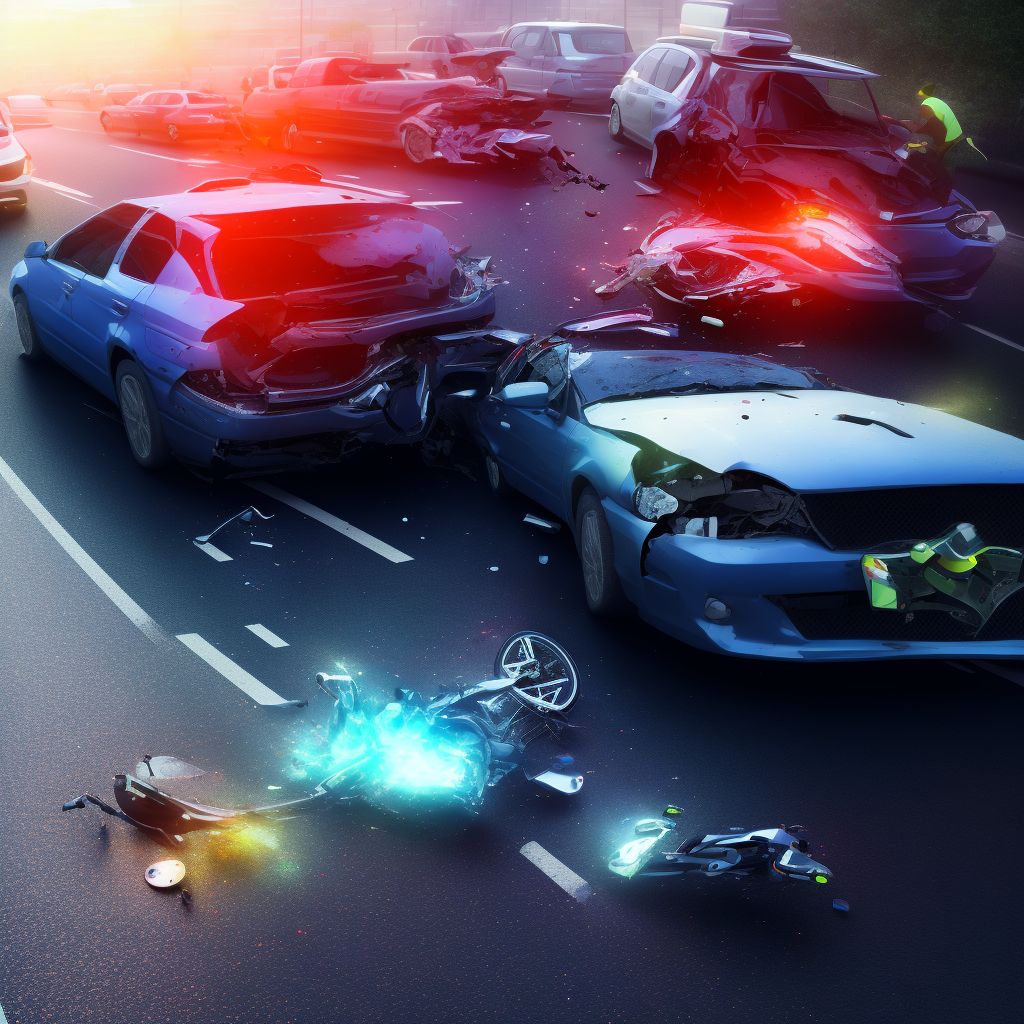 Unspecified pedal cyclist injured in collision with fixed or stationary object in traffic accident, sequela digital illustration