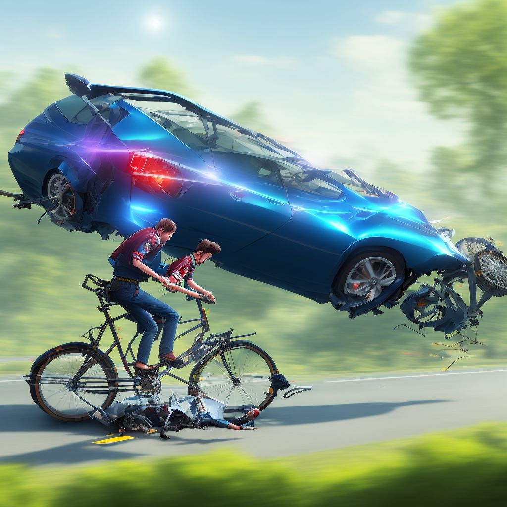 Pedal cycle driver injured in noncollision transport accident in nontraffic accident, subsequent encounter digital illustration