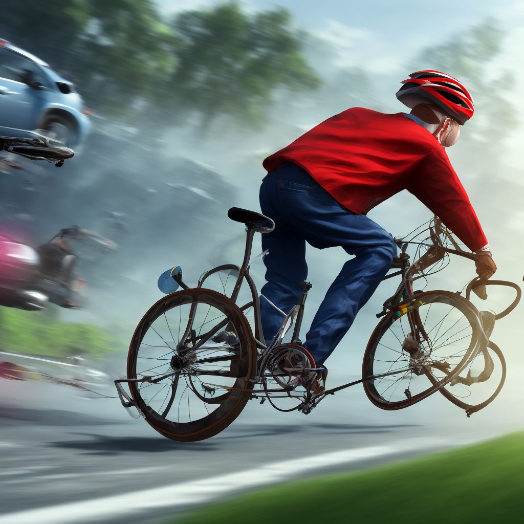 Unspecified pedal cyclist injured in noncollision transport accident in traffic accident, sequela digital illustration