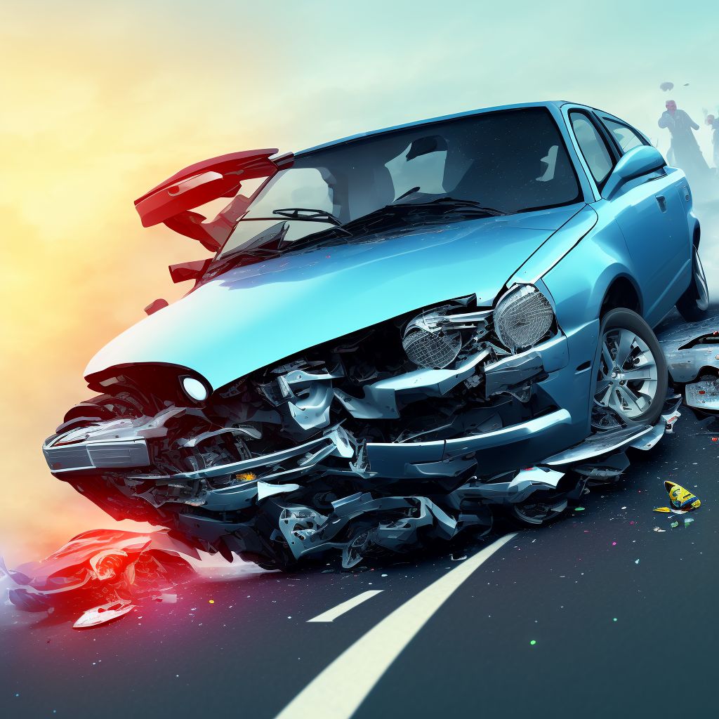 Pedal cycle driver injured in collision with other motor vehicles in traffic accident, initial encounter digital illustration