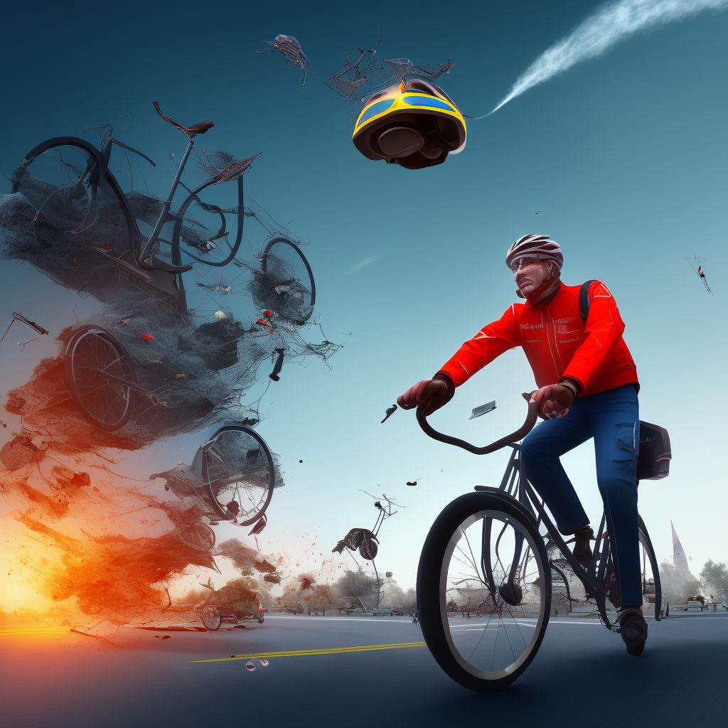 Pedal cyclist (driver) (passenger) injured in unspecified traffic accident, initial encounter digital illustration