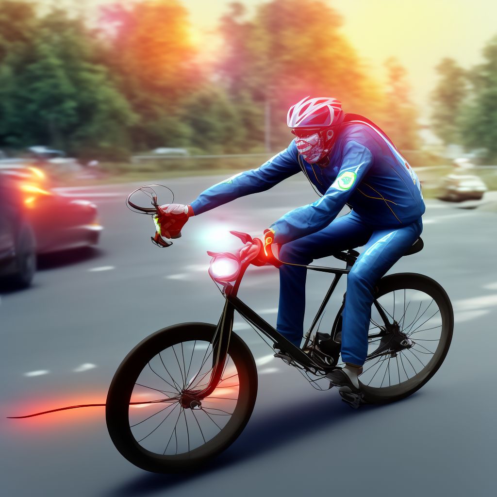 Pedal cyclist (driver) (passenger) injured in unspecified traffic accident, subsequent encounter digital illustration